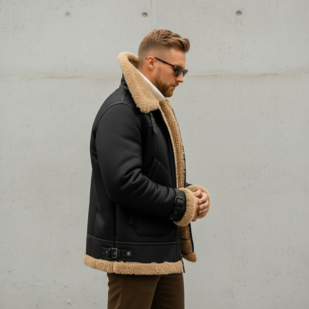 Warme Herren Kunstlederjacke | Winter