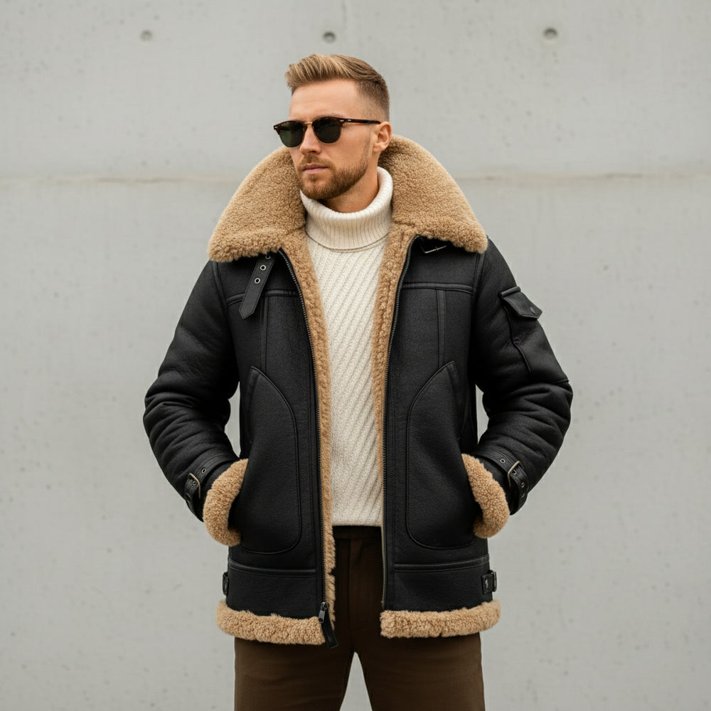 Warme Herren Kunstlederjacke | Winter