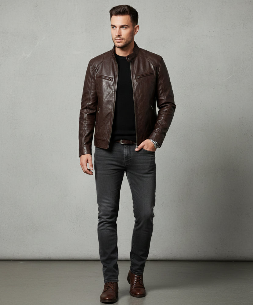 Herren Kunstlederjacke Slim Fit | Herbst