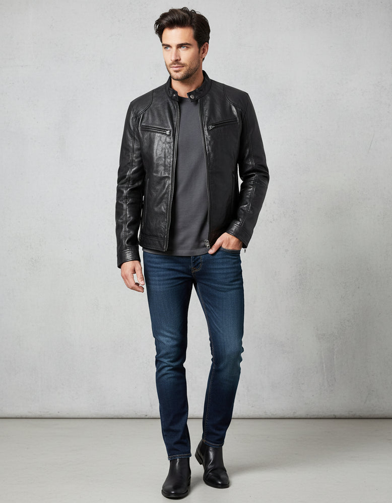 Herren Kunstlederjacke Slim Fit | Herbst