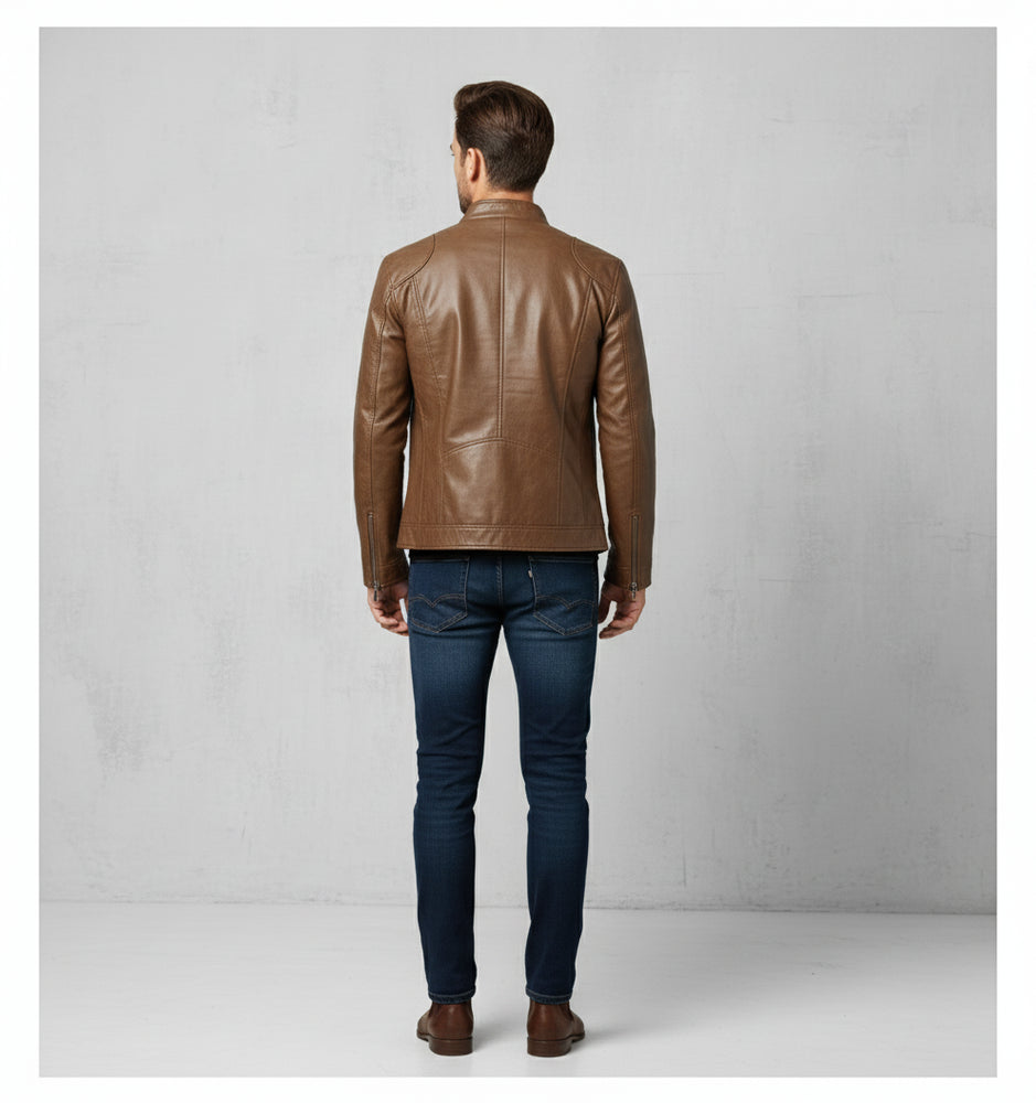 Herren Kunstlederjacke Slim Fit | Herbst