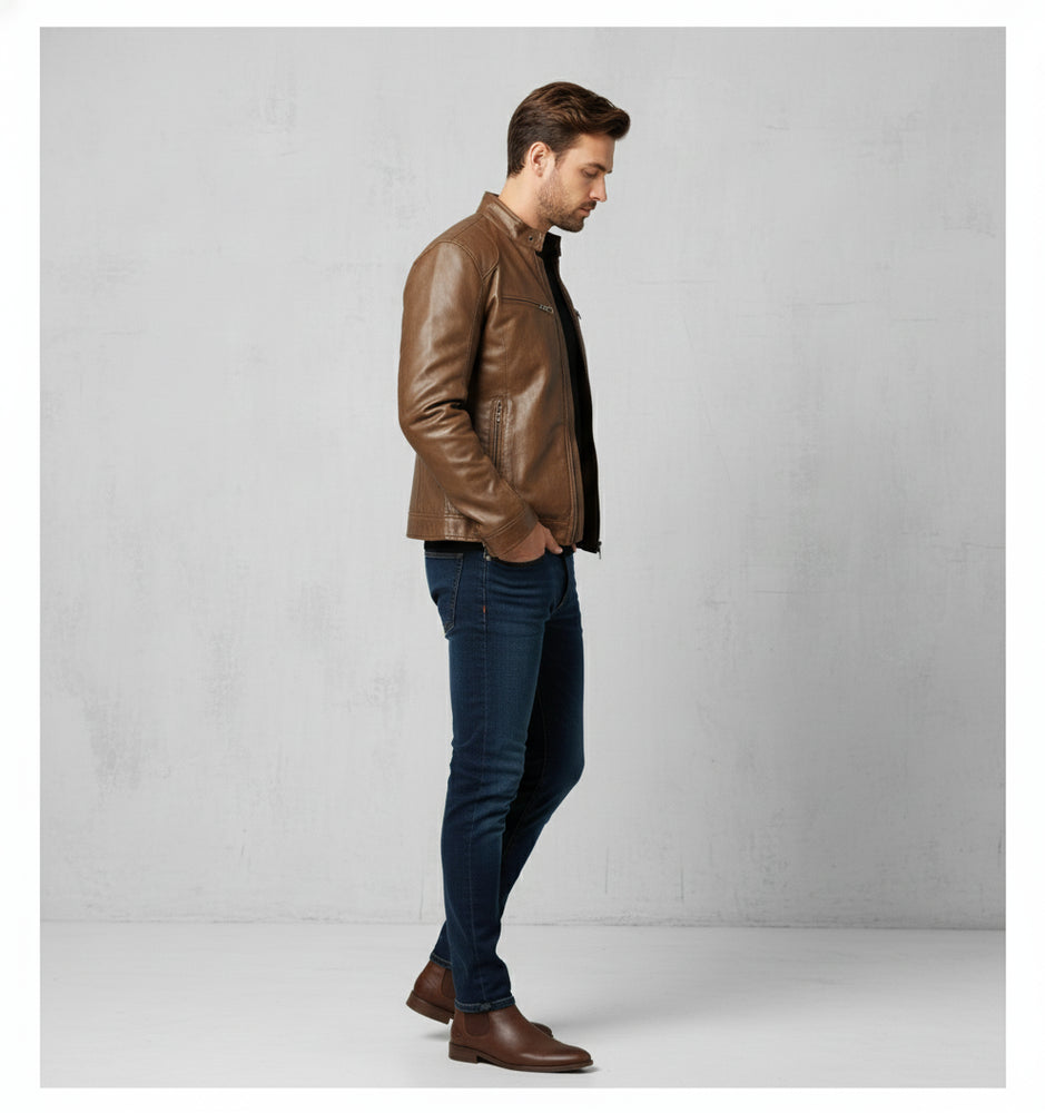 Herren Kunstlederjacke Slim Fit | Herbst