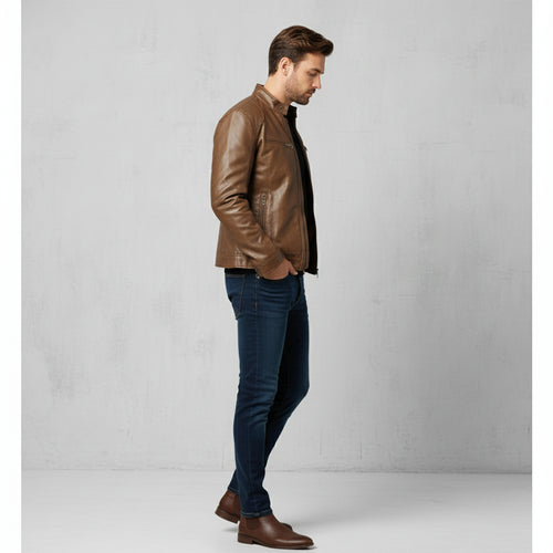 Herren Kunstlederjacke Slim Fit | Herbst