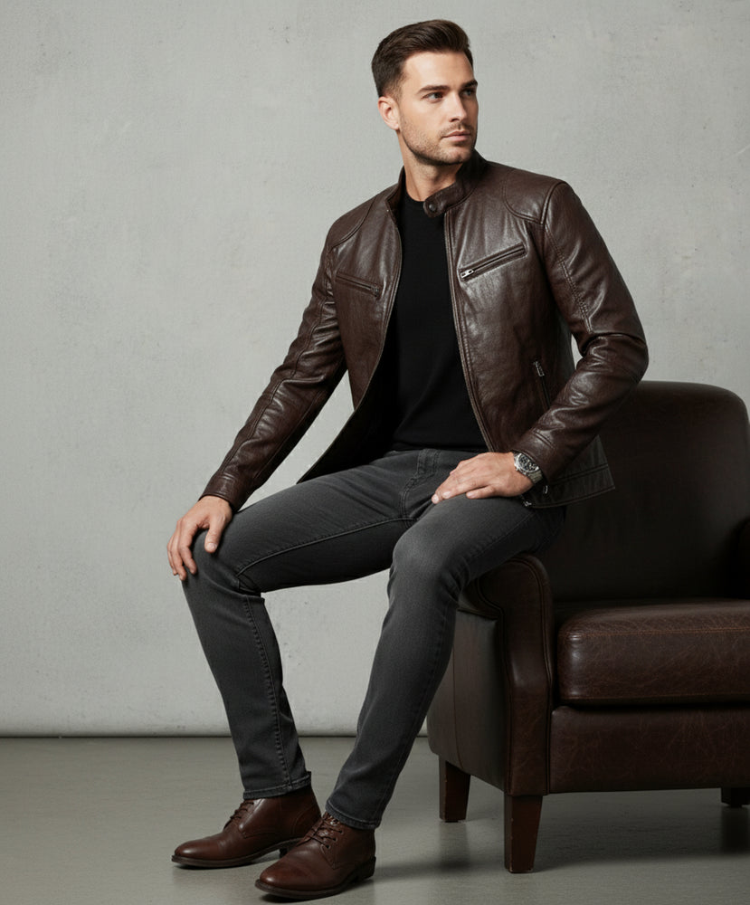 Herren Kunstlederjacke Slim Fit | Herbst