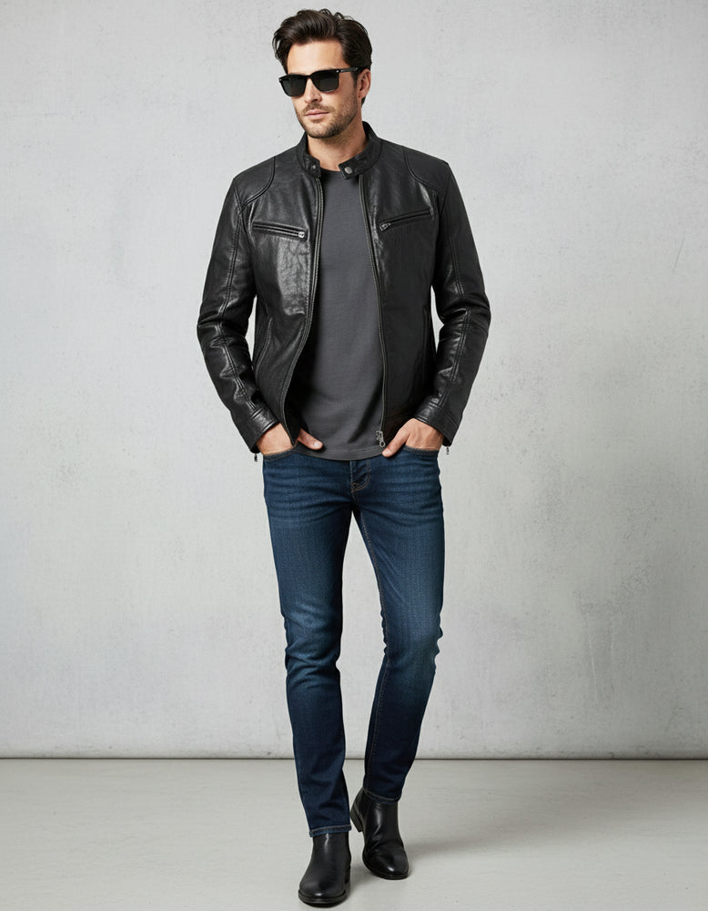 Herren Kunstlederjacke Slim Fit | Herbst