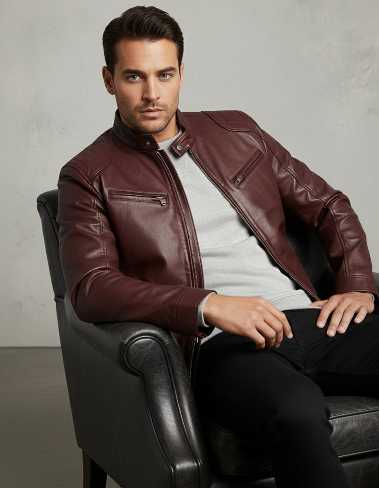 Herren Kunstlederjacke Slim Fit | Herbst