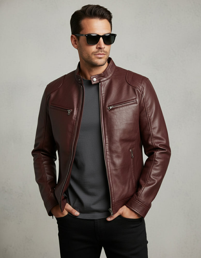 Herren Kunstlederjacke Slim Fit | Herbst