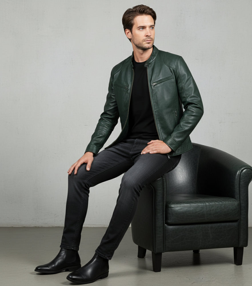 Herren Kunstlederjacke Slim Fit | Herbst