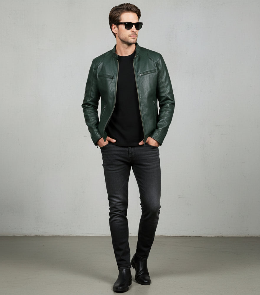 Herren Kunstlederjacke Slim Fit | Herbst