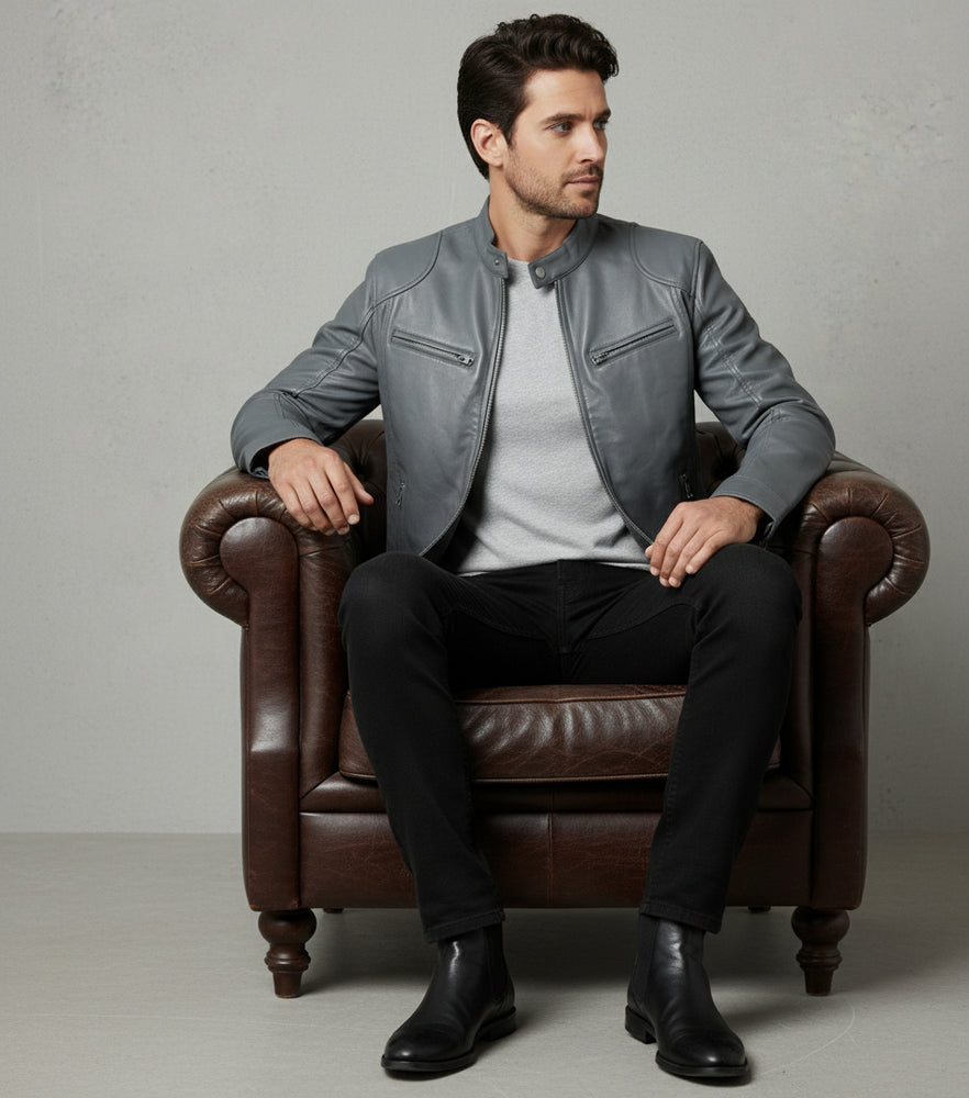 Herren Kunstlederjacke Slim Fit | Herbst