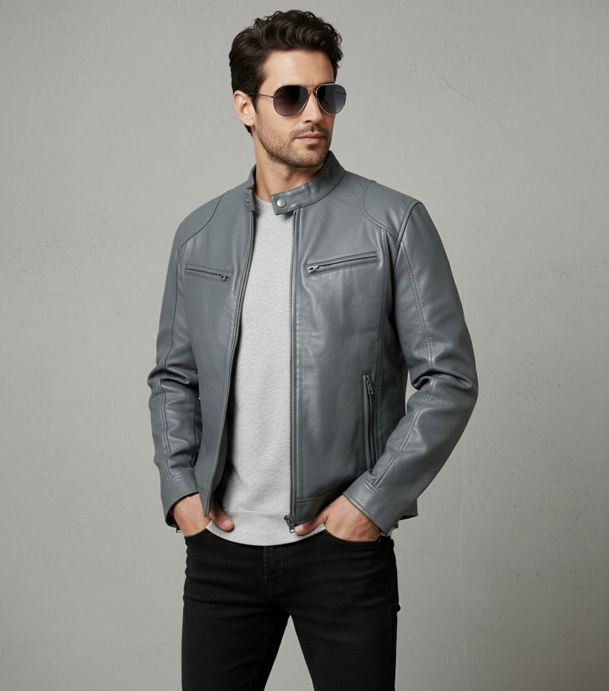 Herren Kunstlederjacke Slim Fit | Herbst