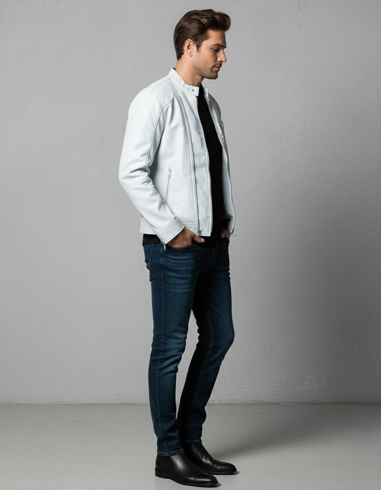 Herren Kunstlederjacke Slim Fit | Herbst