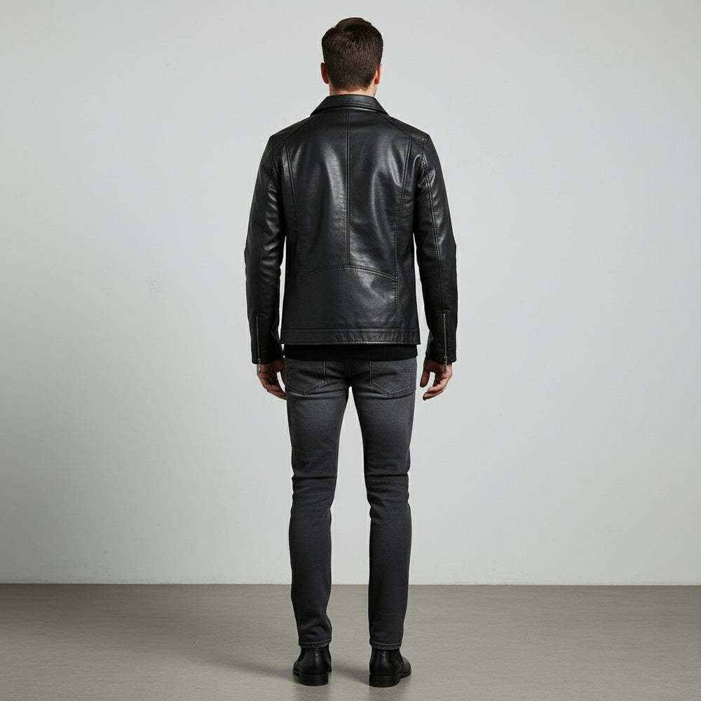 Herren Kunstlederjacke Slim Fit | Herbst