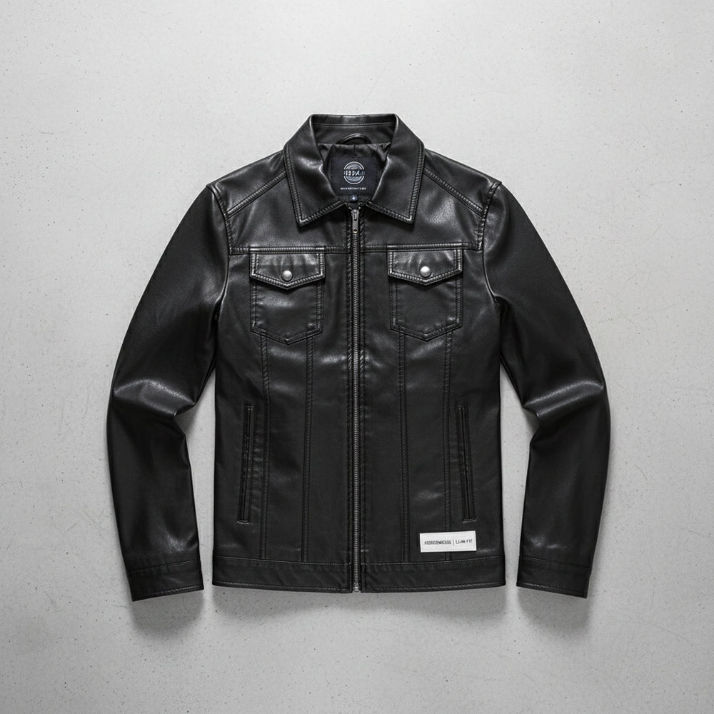Herren Kunstlederjacke Slim Fit | Herbst
