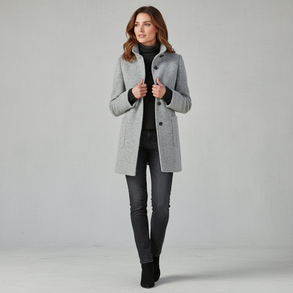 Lässiger Damen Mantel mit Stehkragen | Herbst Winter