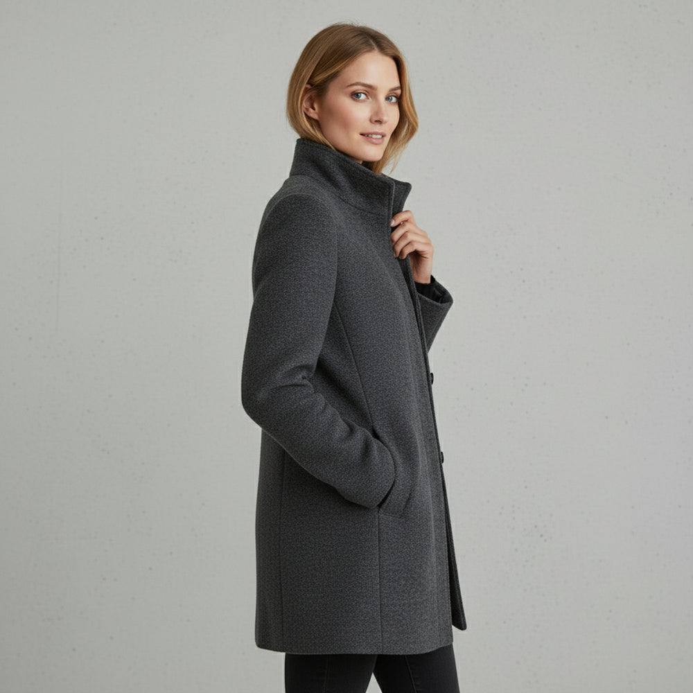 Lässiger Damen Mantel mit Stehkragen | Herbst Winter