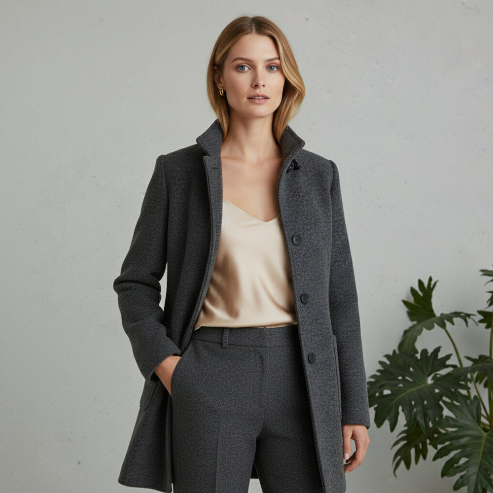 Lässiger Damen Mantel mit Stehkragen | Herbst Winter