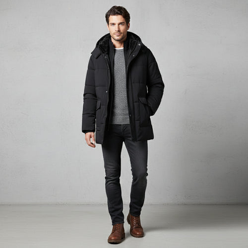 Warmer Herren Fleece Parka mit Kapuze | Winter