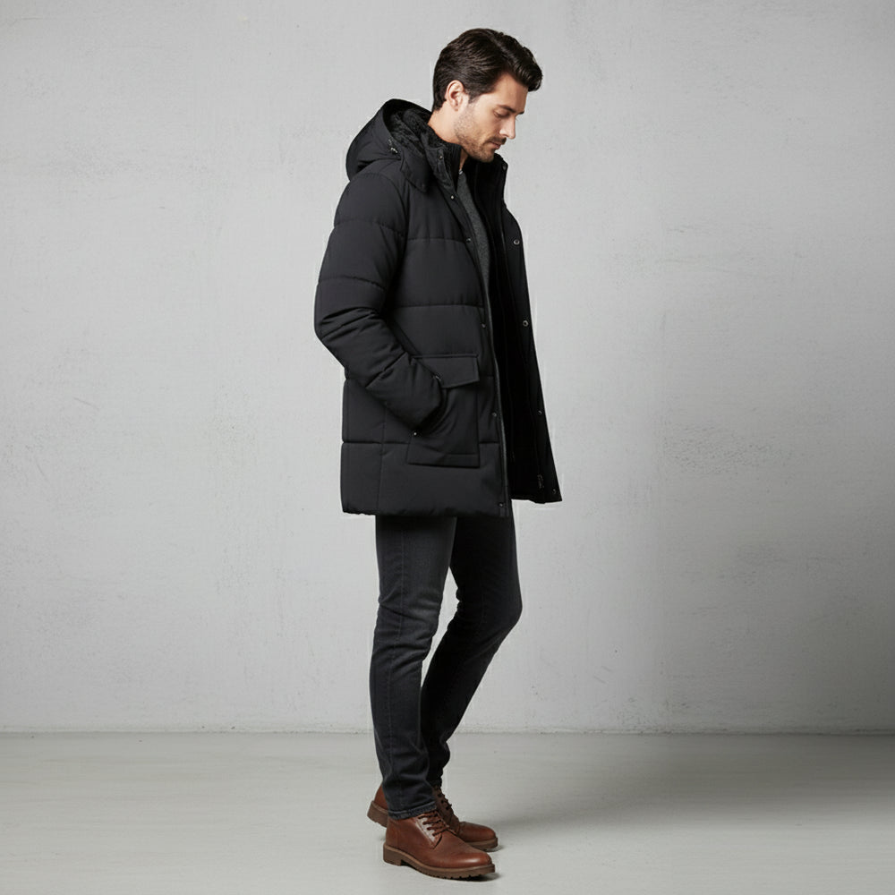 Warmer Herren Fleece Parka mit Kapuze | Winter