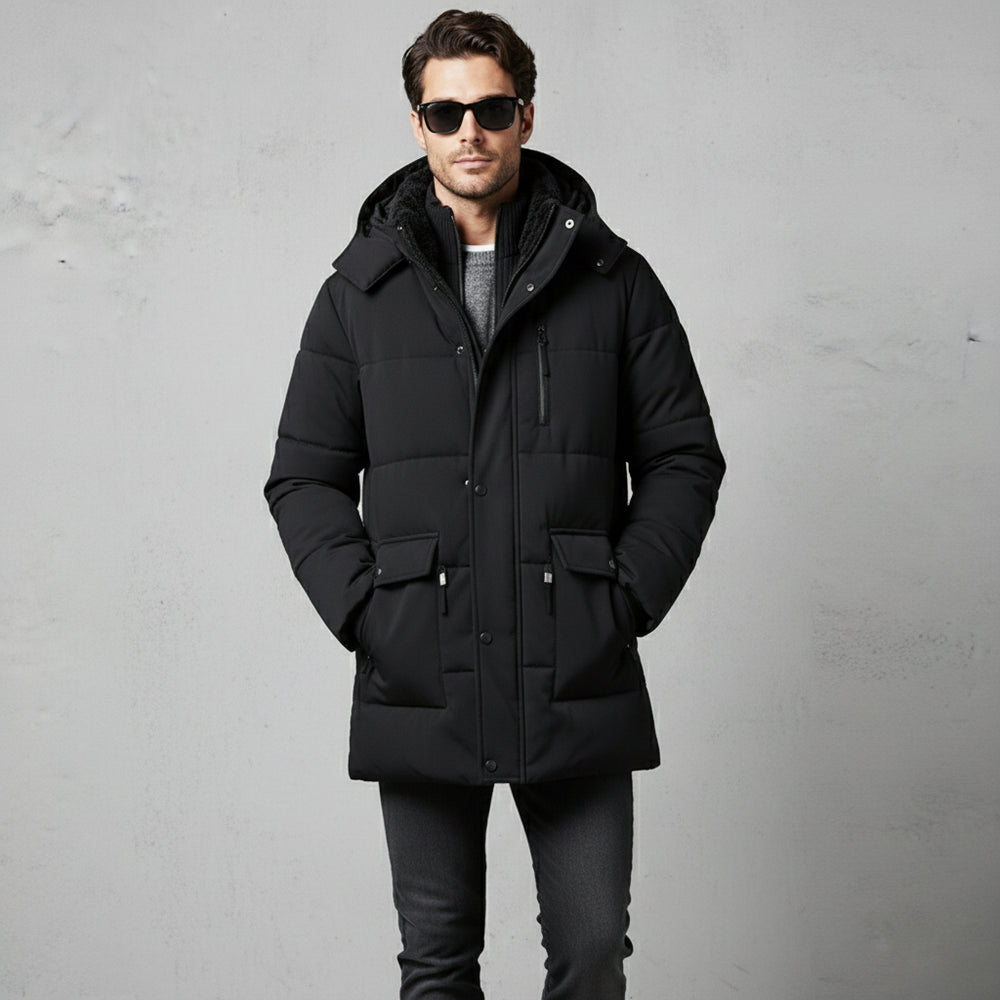 Warmer Herren Fleece Parka mit Kapuze | Winter