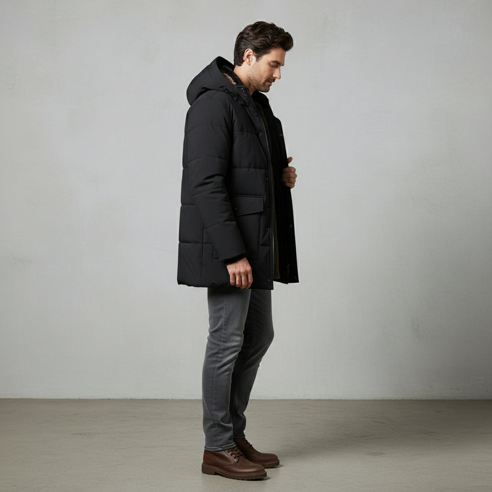 Warmer Herren Fleece Parka mit Kapuze | Winter