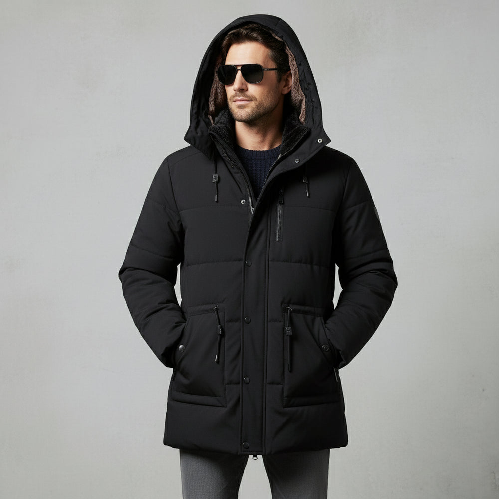 Warmer Herren Fleece Parka mit Kapuze | Winter