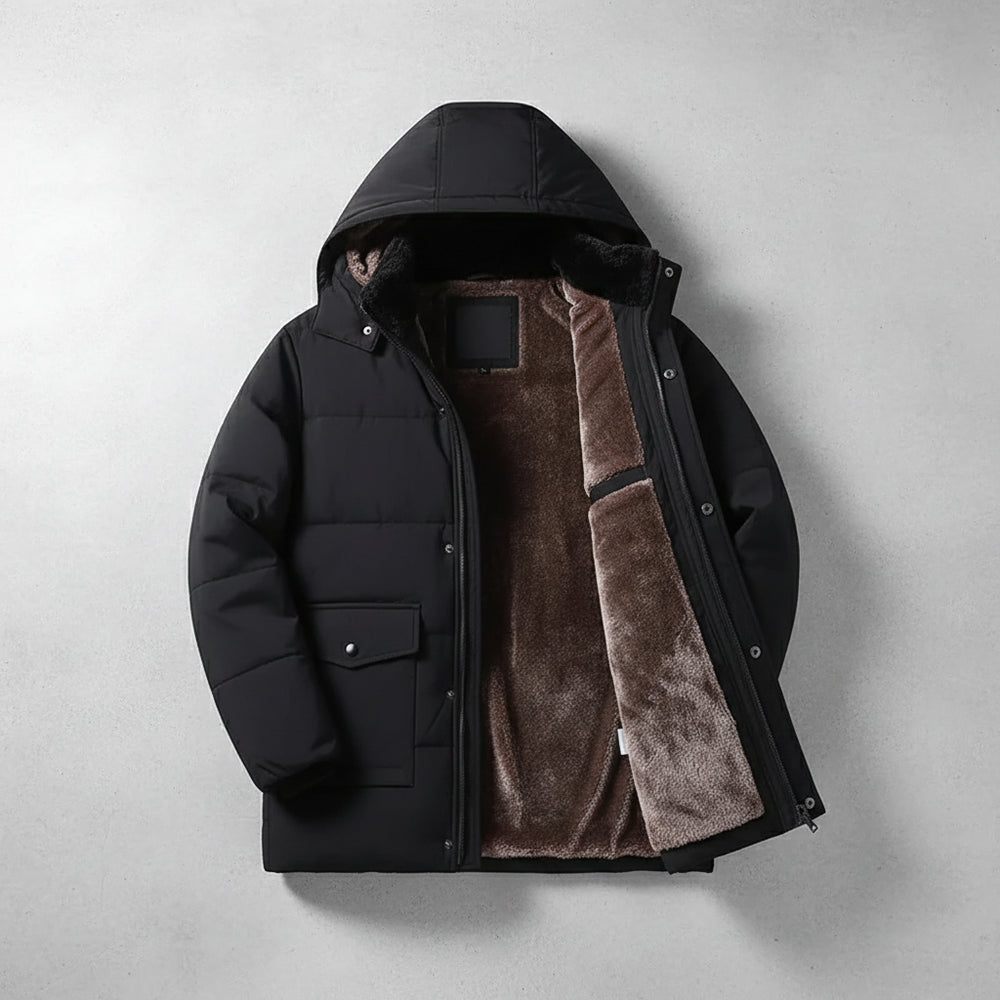 Warmer Herren Fleece Parka mit Kapuze | Winter