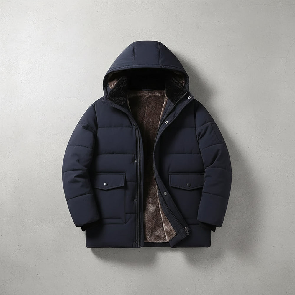 Warmer Herren Fleece Parka mit Kapuze | Winter