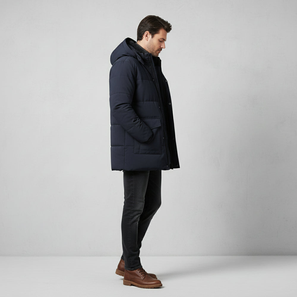 Warmer Herren Fleece Parka mit Kapuze | Winter