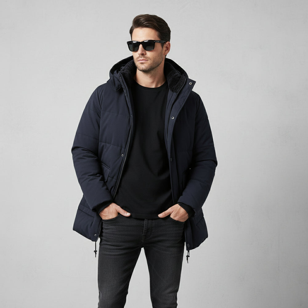 Warmer Herren Fleece Parka mit Kapuze | Winter