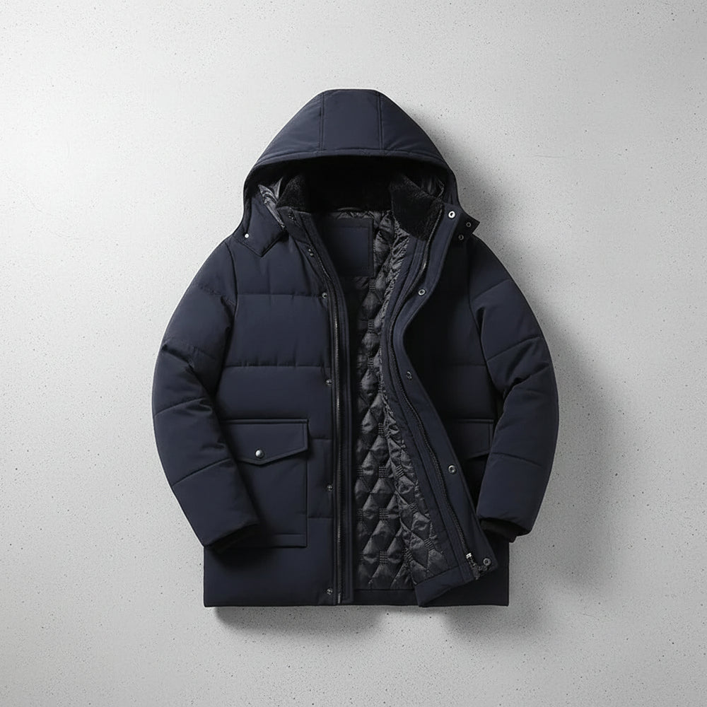 Warmer Herren Fleece Parka mit Kapuze | Winter