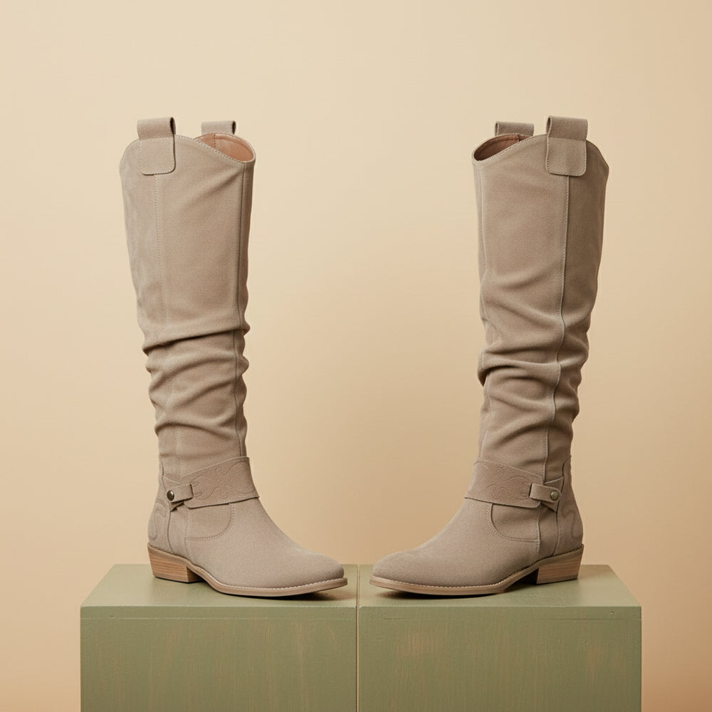 Damen Langschaft Stiefel | Wildleder | Flacher Absatz | Herbst