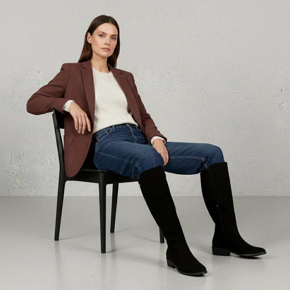 Damen Langschaft Stiefel | Wildleder | Flacher Absatz | Herbst