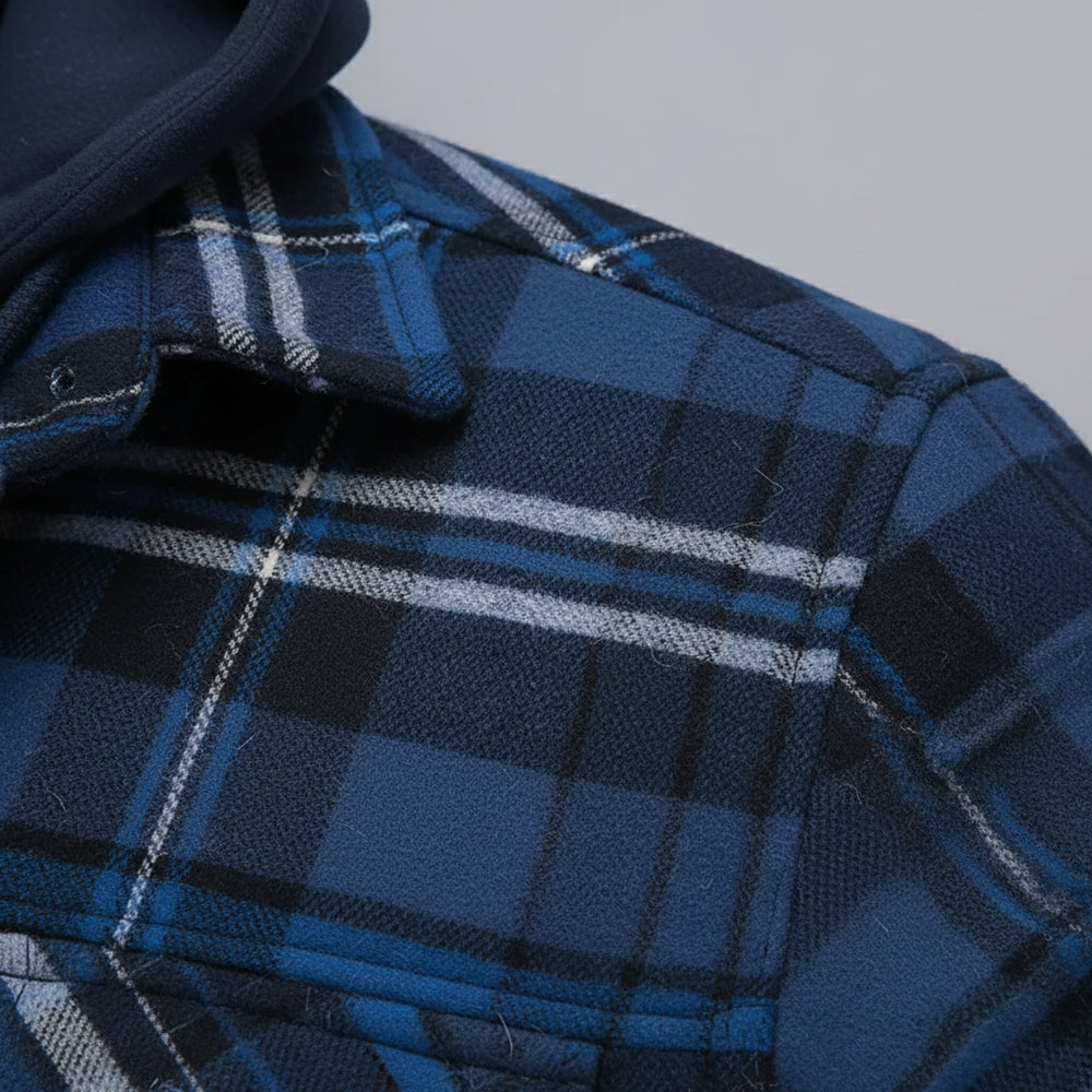 Herren Flanell Hemdjacke mit Kapuze | Kariert | Winter