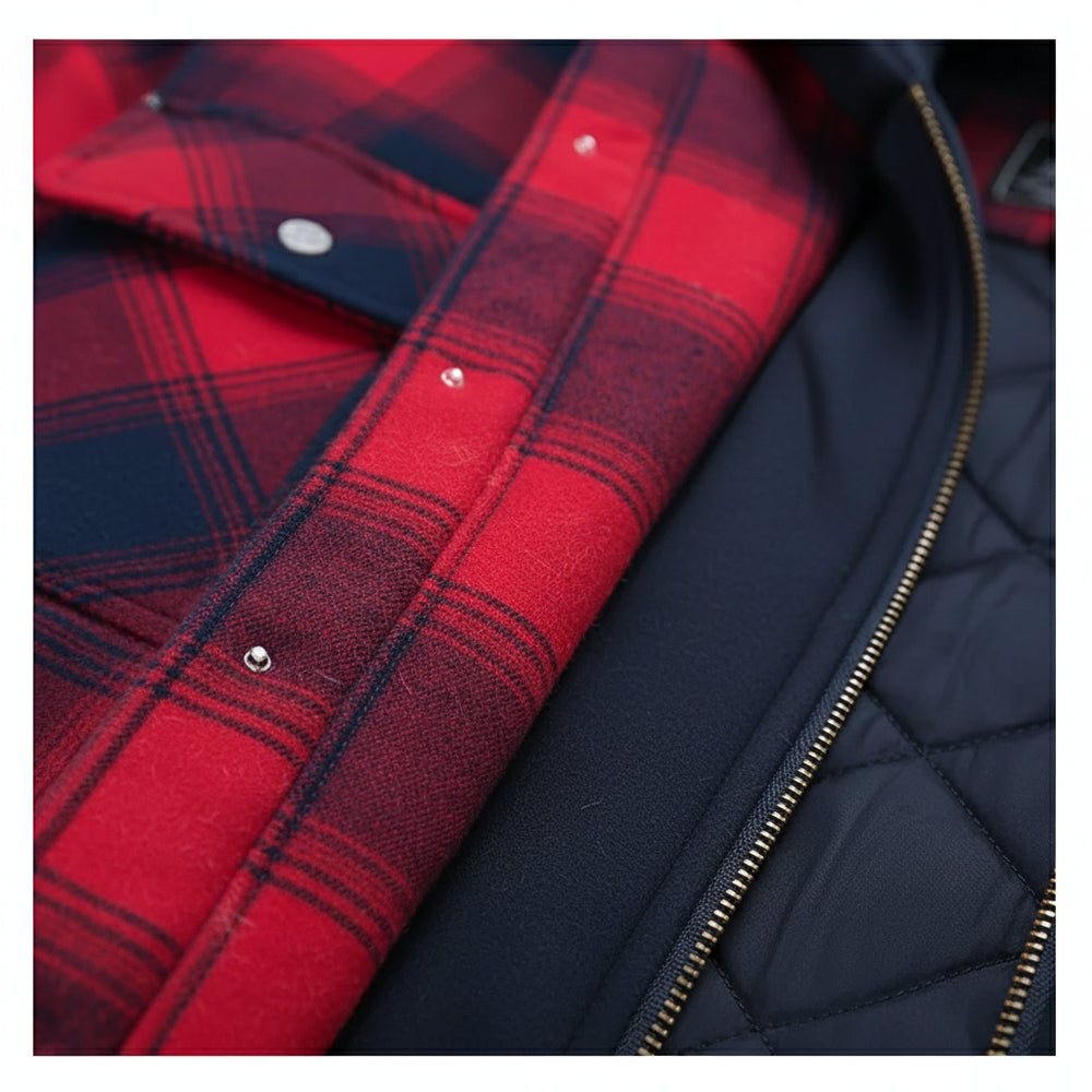 Herren Flanell Hemdjacke mit Kapuze | Kariert | Winter