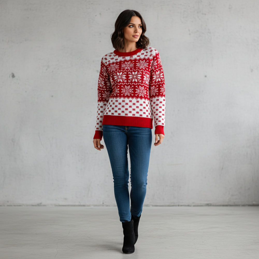 Kuscheliger Damen Rundhals-Weihnachtspullover