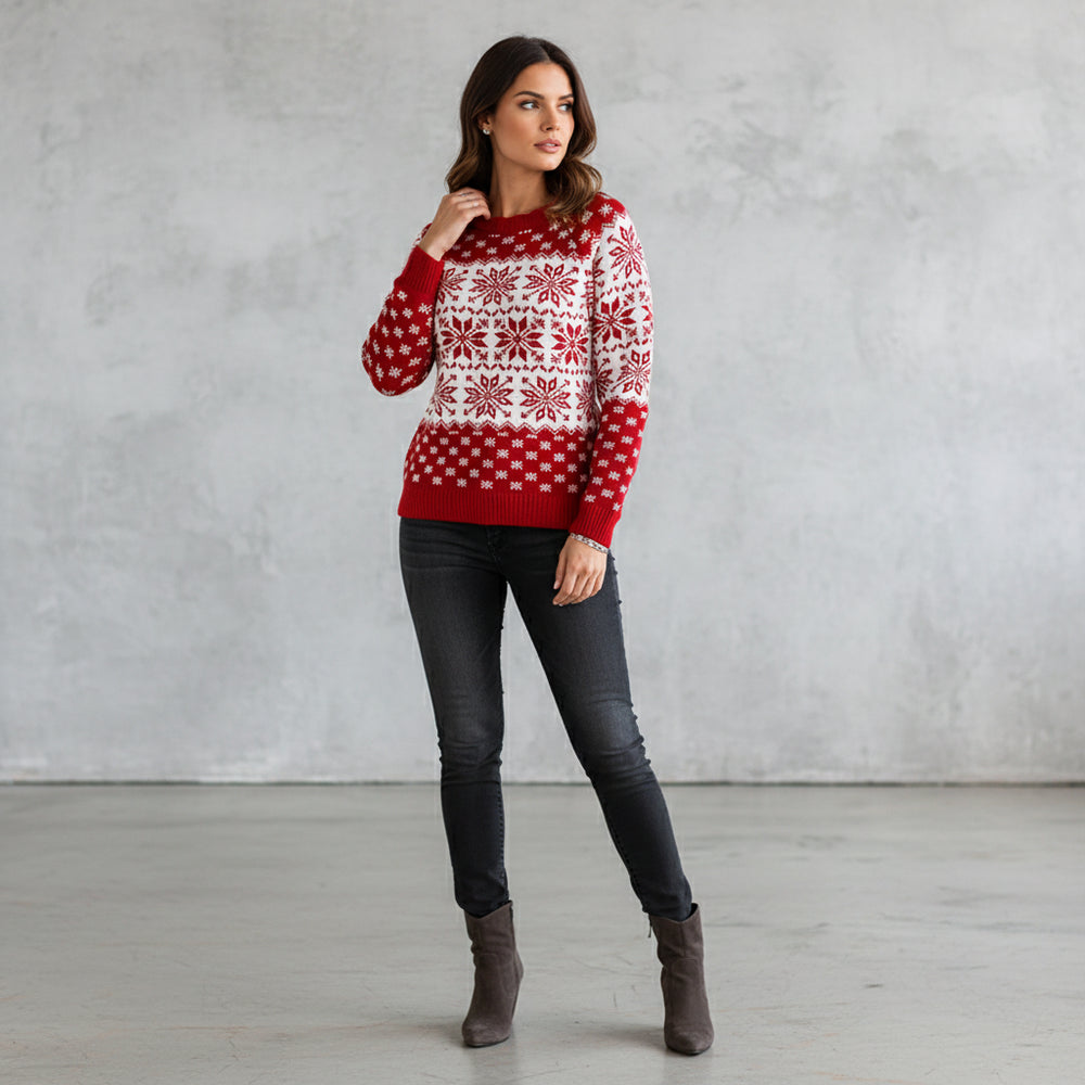 Kuscheliger Damen Rundhals-Weihnachtspullover