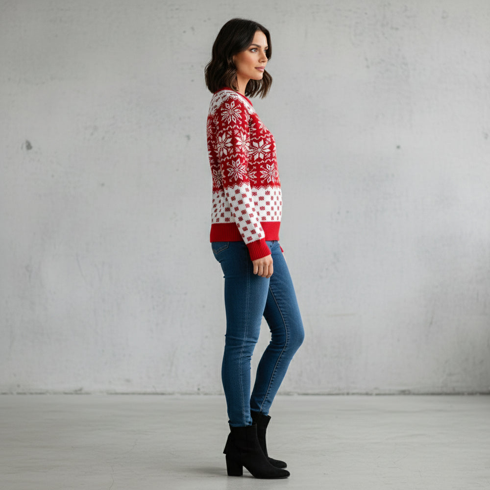 Kuscheliger Damen Rundhals-Weihnachtspullover