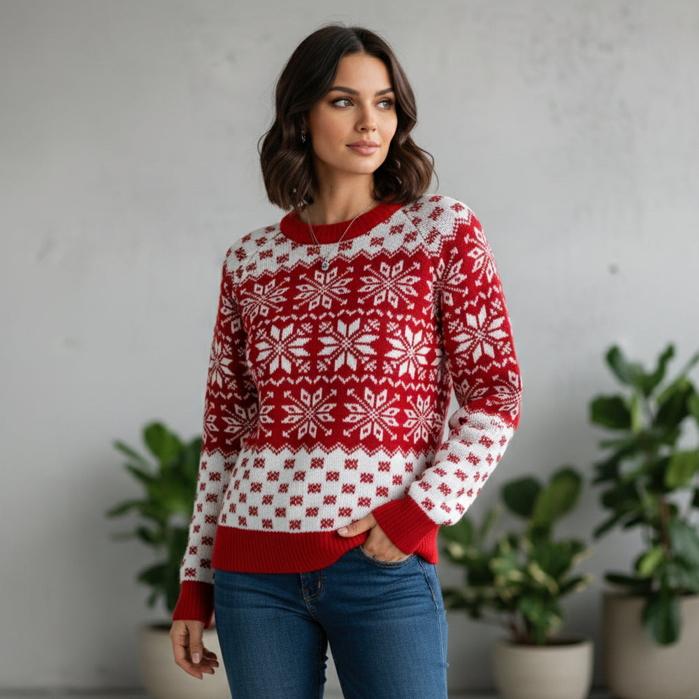 Kuscheliger Damen Rundhals-Weihnachtspullover