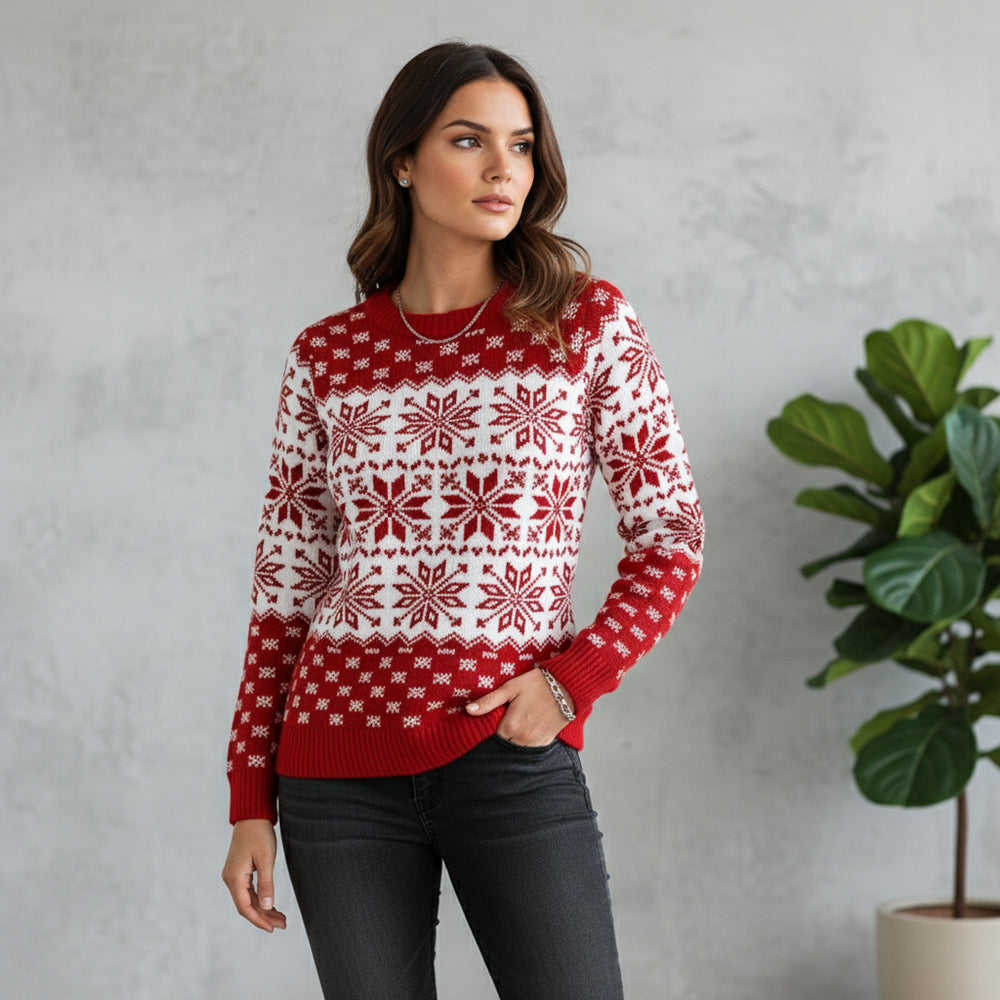 Kuscheliger Damen Rundhals-Weihnachtspullover