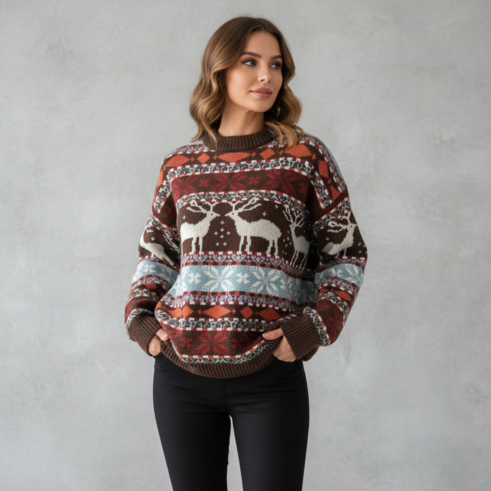 Gemusterter Damen Weihnachtspullover – Kuschelig & Warm