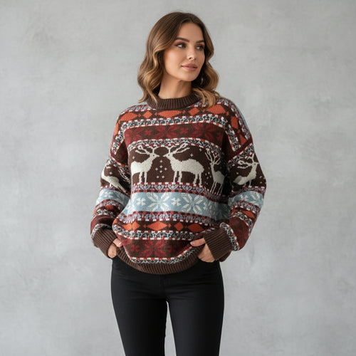 Gemusterter Damen Weihnachtspullover – Kuschelig & Warm