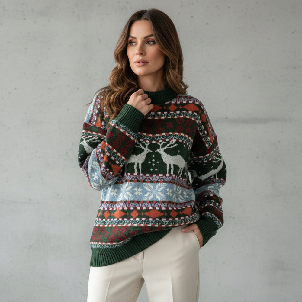 Gemusterter Damen Weihnachtspullover – Kuschelig & Warm
