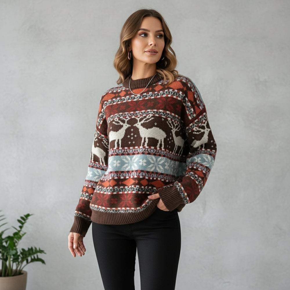 Gemusterter Damen Weihnachtspullover – Kuschelig & Warm