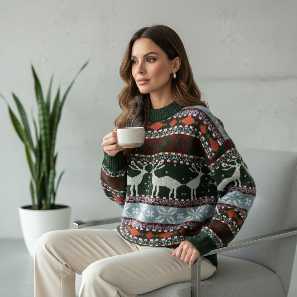 Gemusterter Damen Weihnachtspullover – Kuschelig & Warm