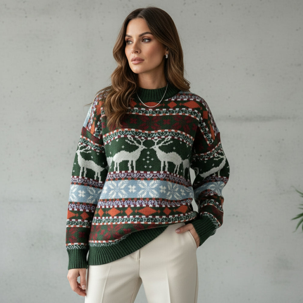 Gemusterter Damen Weihnachtspullover – Kuschelig & Warm