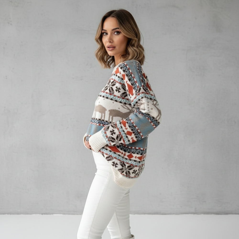 Gemusterter Damen Weihnachtspullover – Kuschelig & Warm