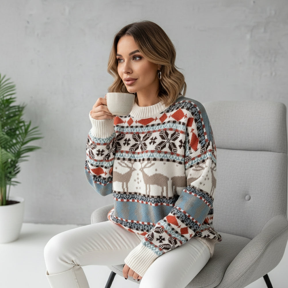 Gemusterter Damen Weihnachtspullover – Kuschelig & Warm