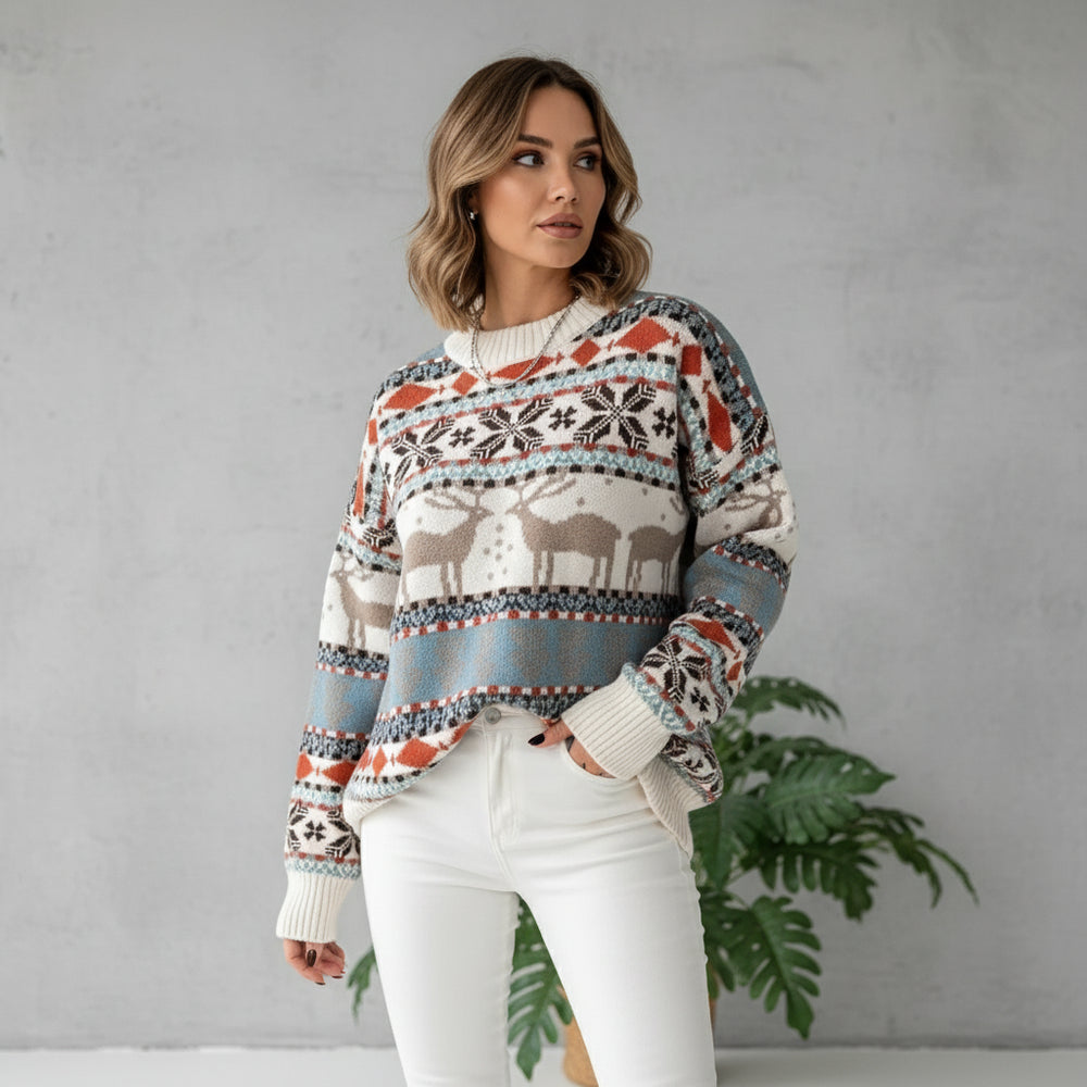 Gemusterter Damen Weihnachtspullover – Kuschelig & Warm