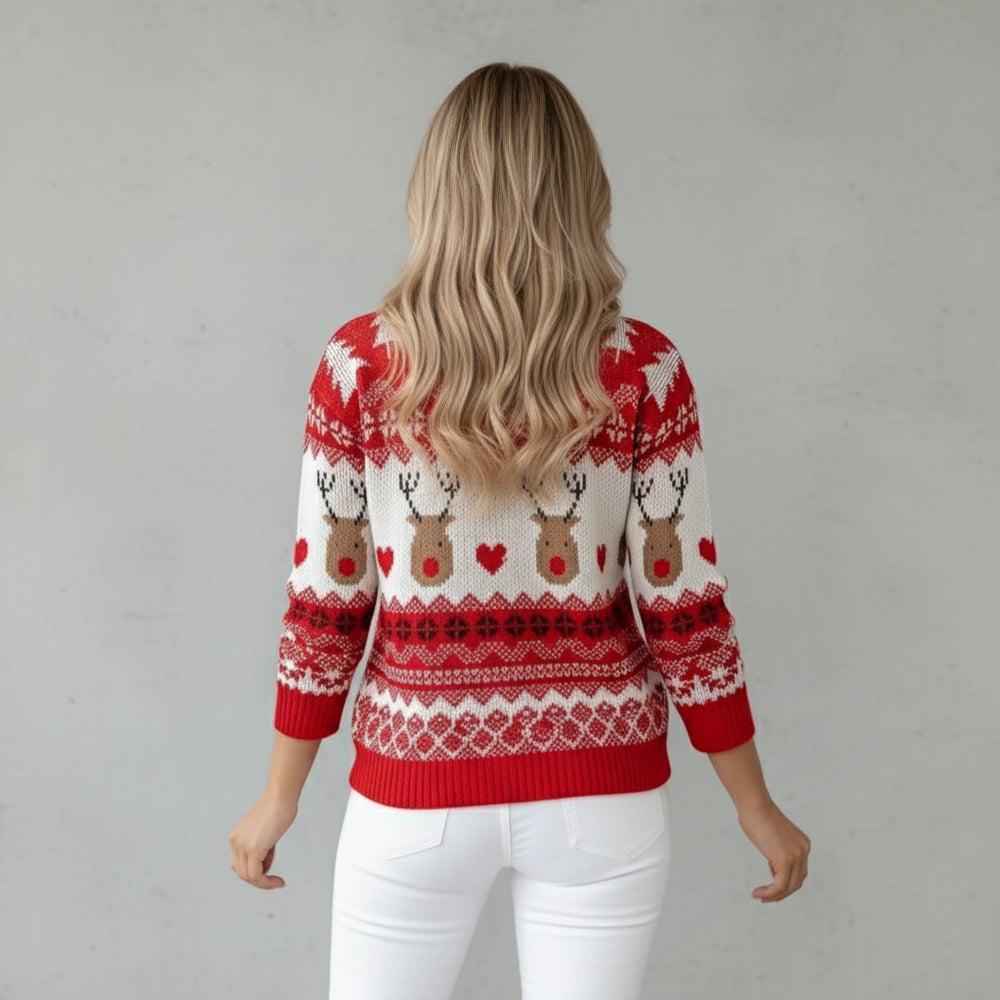 Kuscheliger Damen Weihnachtspullover mit Elchmotiv